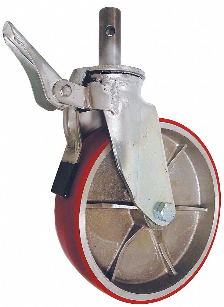Total-Locking Bolt-In Stem Caster with Round Stems for Scaffolding: 1600 lb