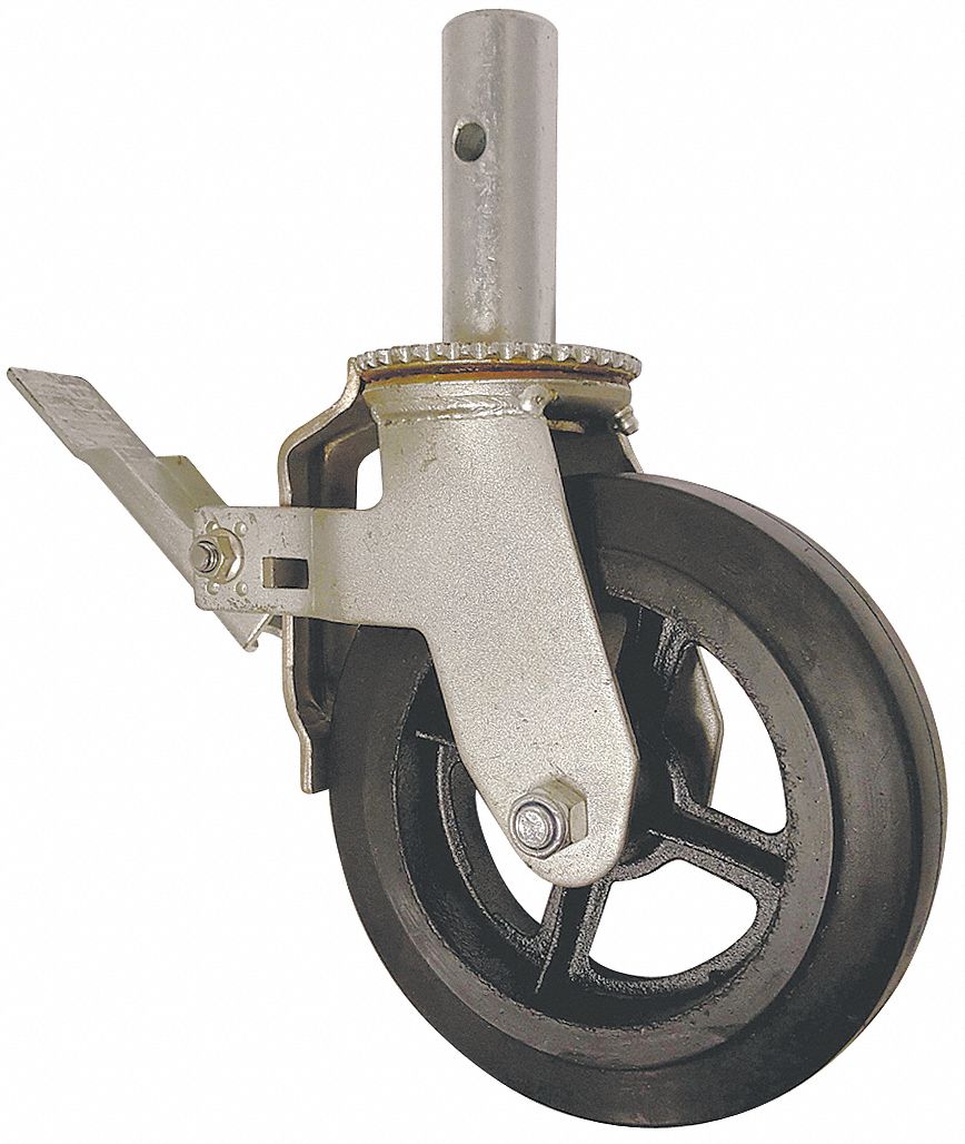 Total-Locking Bolt-In Stem Caster with Round Stems for Scaffolding: 500 lb