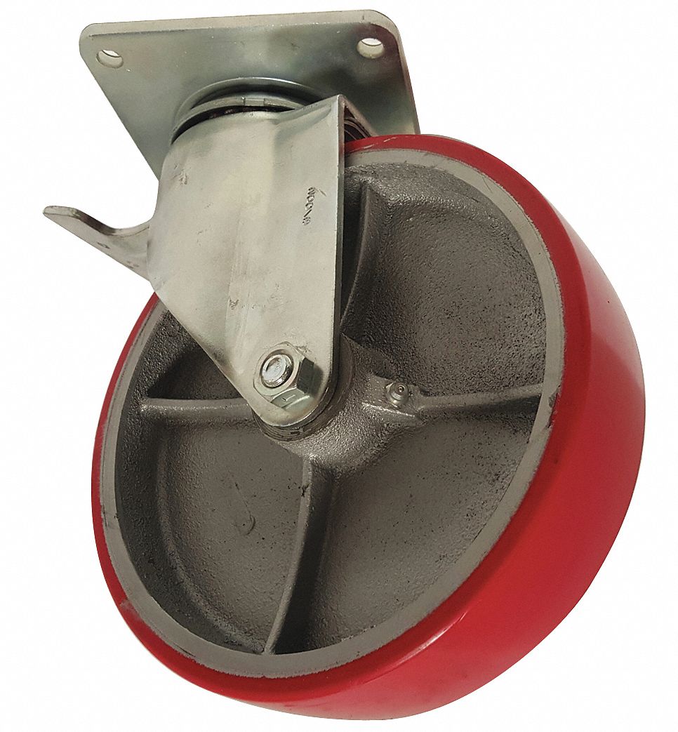 Standard Plate Caster: 8 in Wheel Dia., 1000 lb, 9 1/2 in Mounting Ht