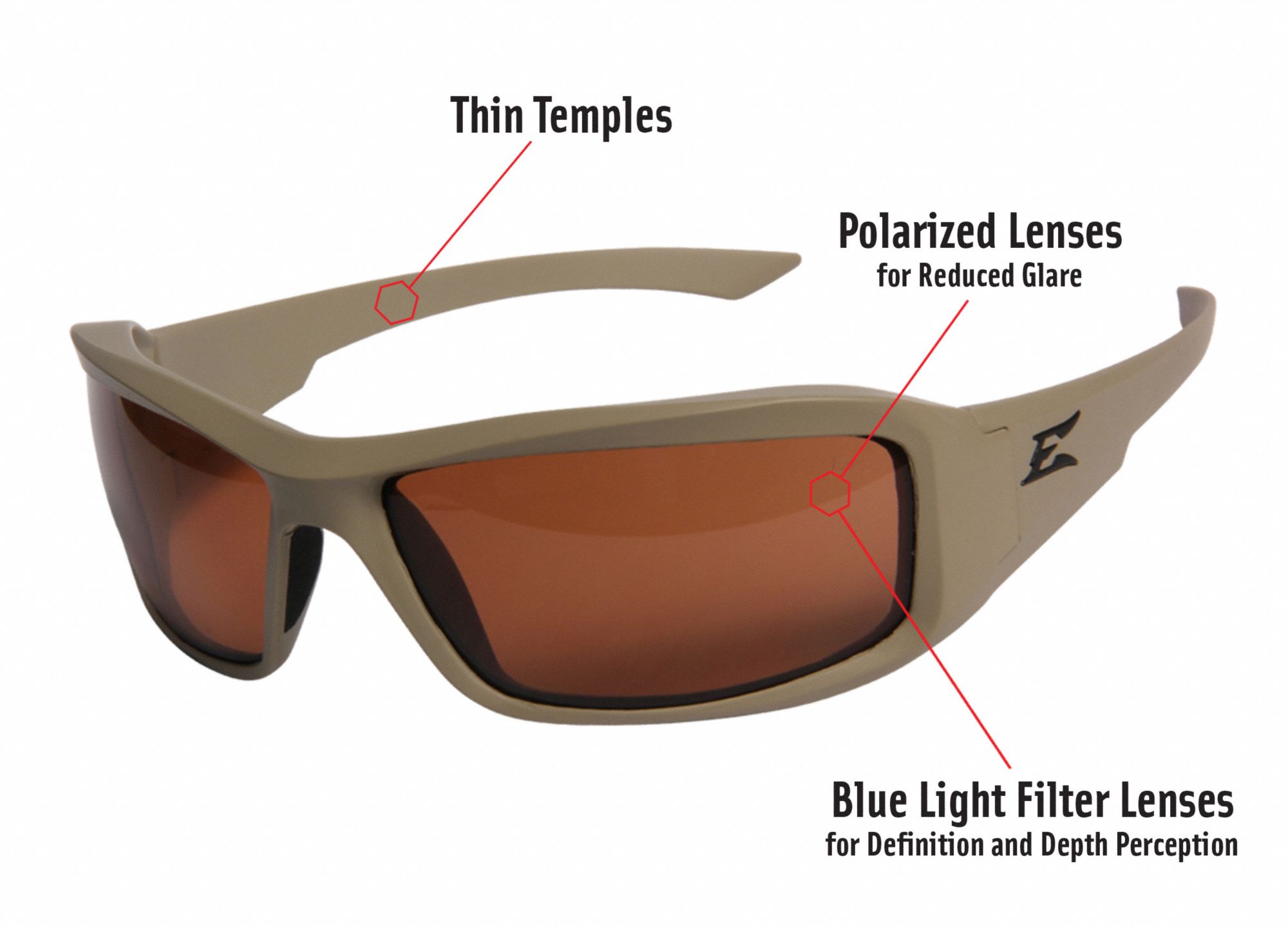 EDGE EYEWEAR Hamel ScratchResistant Safety Glasses , Copper Lens Color