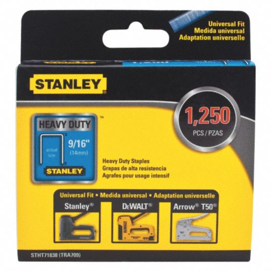 STANLEY, Heavy Duty Staple, 27/64 in Crown Wd, Staples,24 ga,PK1250 ...