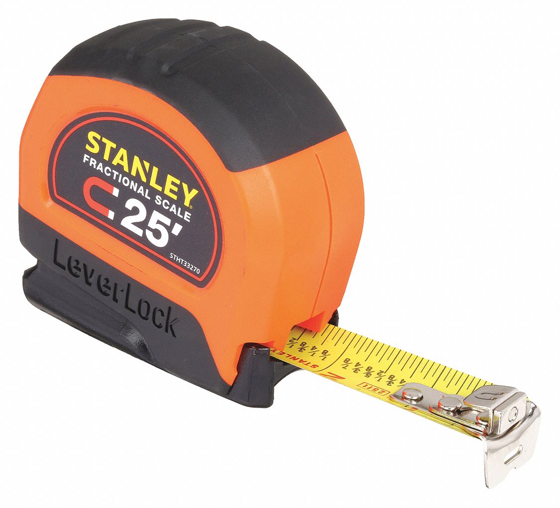 STANLEY, 25 ft Blade Lg, 1 in Blade Wd, Tip Tape Measure 45JX26STHT33270 Grainger