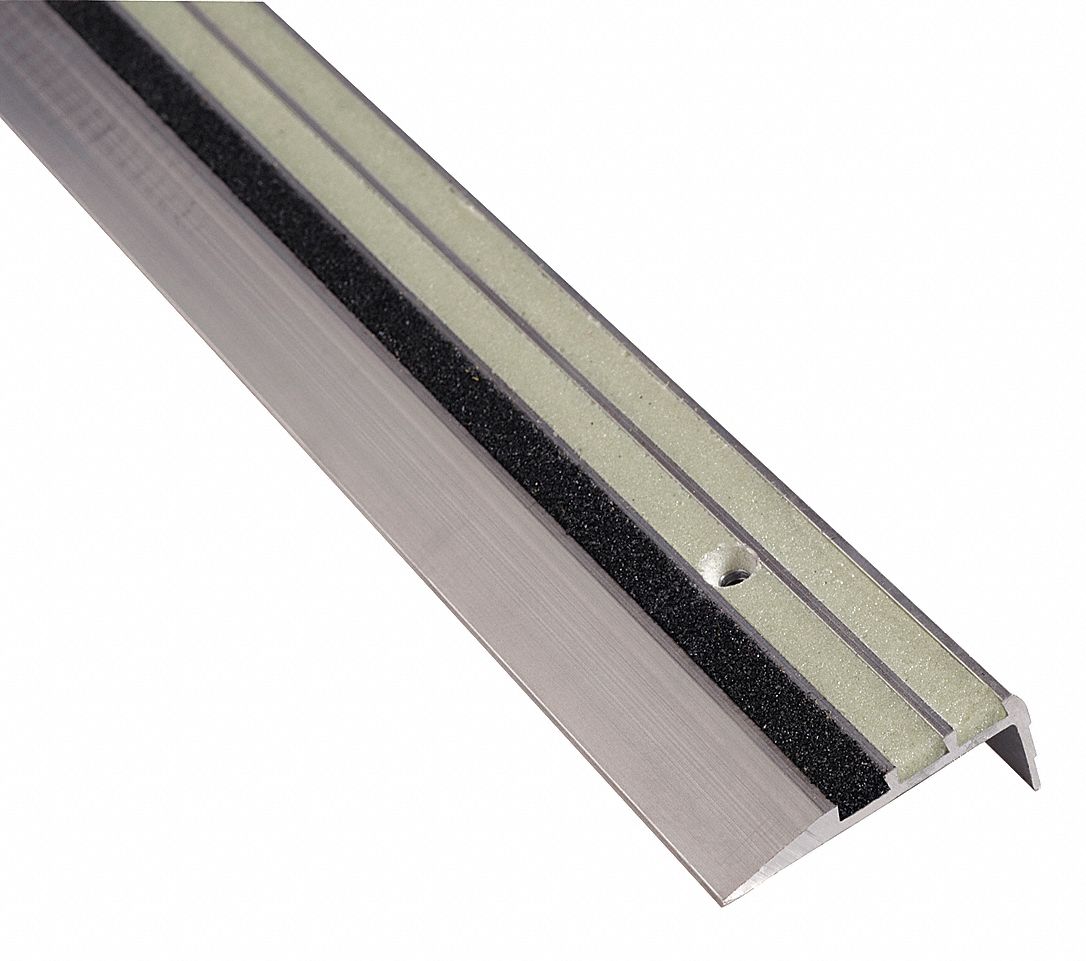Photoluminescent, Aluminum Stair Tread Cover, Installation Method: Fasteners, Square Edge Type, 72 i