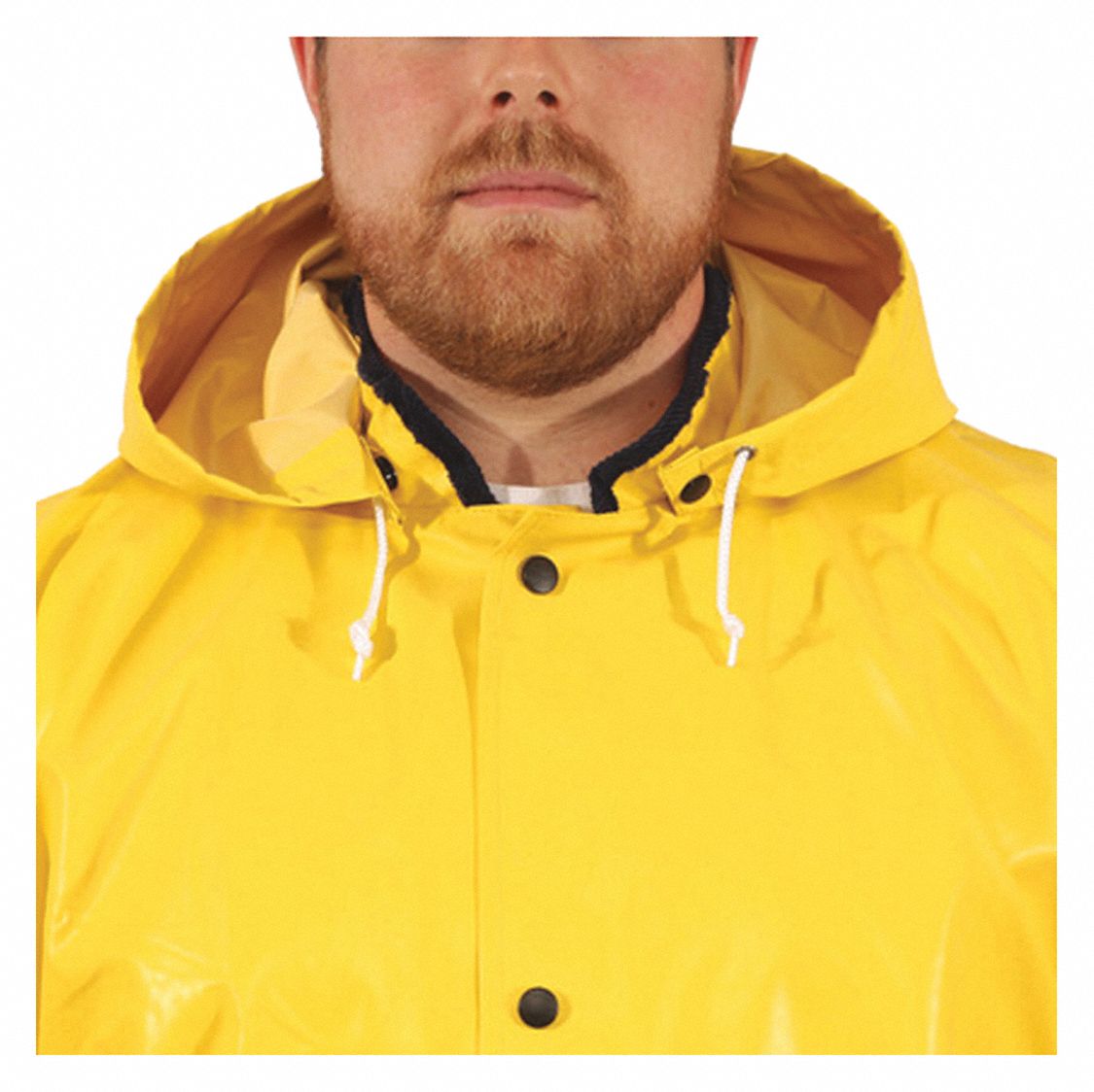 Flame-Resistant Rain Hood: L, Yellow, Nylon, Snaps Hood Attachment