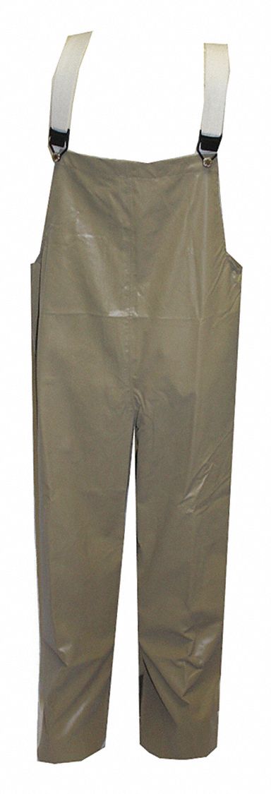 RAIN BIB OVERALL, FLAME RESIST, MENS, SEALED SEAM, GREEN, XL, NEOPRENE, NYLON