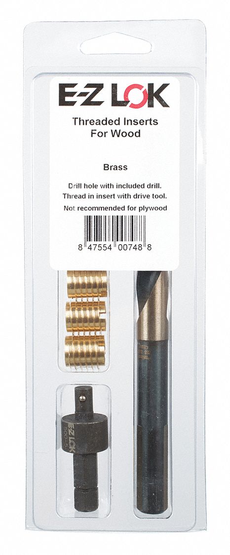 THREAD INSERT KIT, M6-1.00 INT THREAD, 12.7MM OVERALL L, 11.5062MM DIA, BRASS, PLAIN