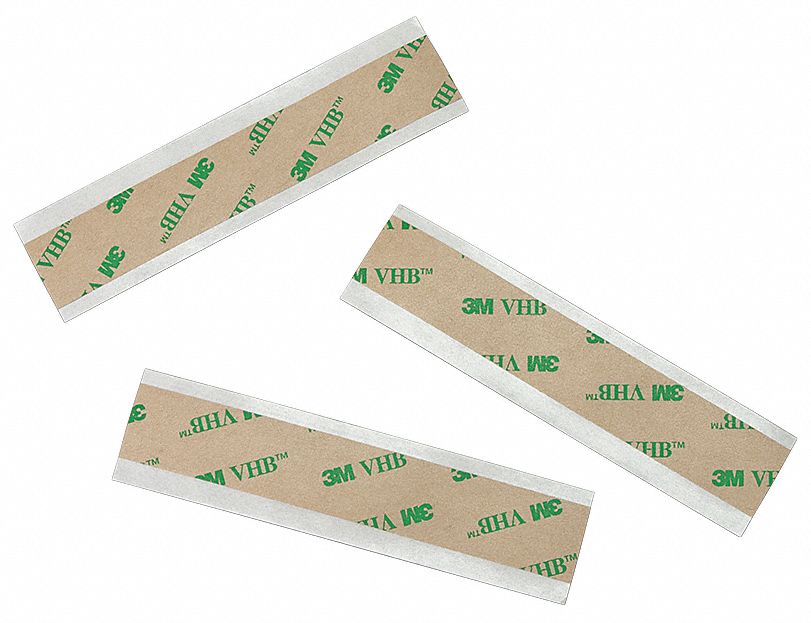 Transfer Tape: Strip, 1 in Wd, 2 in Lg, 2 mil Thick, Transparent, Acrylic, UV-Resistant, 100 PK