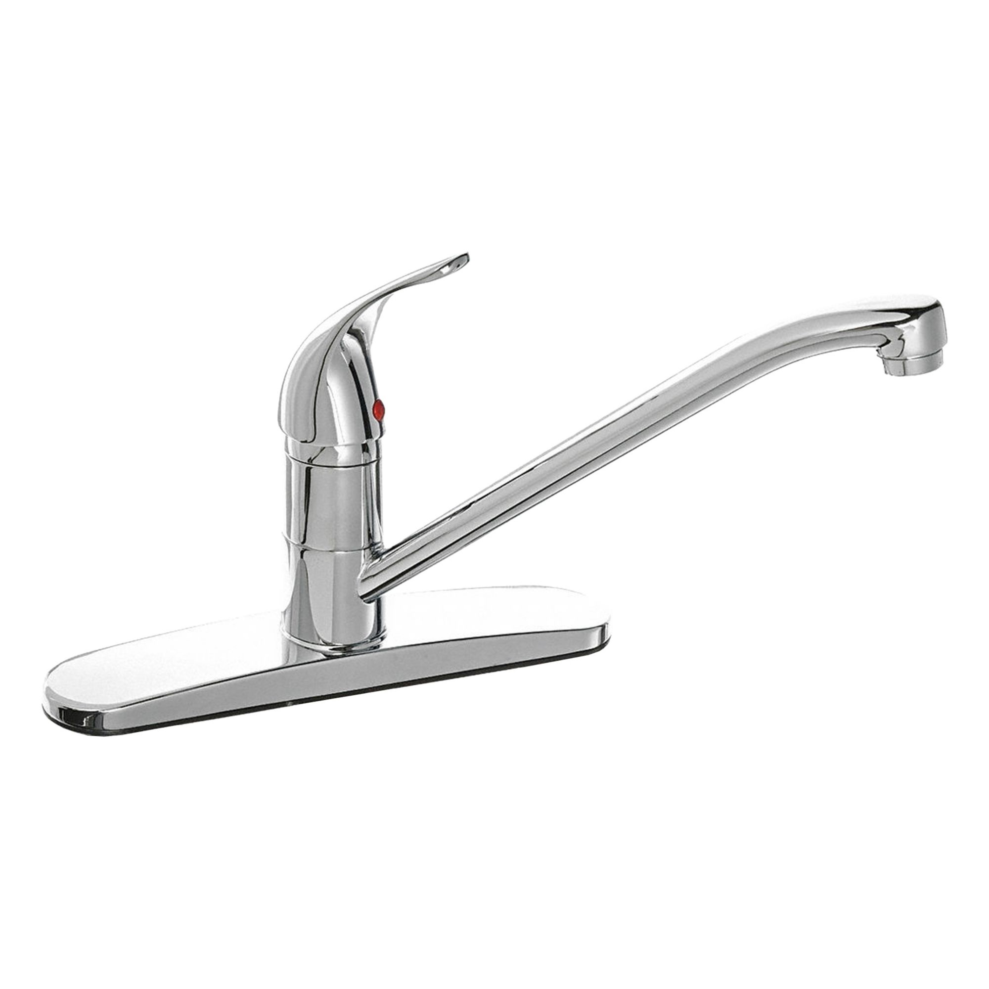 Low Arc Kitchen Faucet: AquaSpec®, Brass, Single-Post, Deck, 3 Mounting Holes, Chrome, Joystick