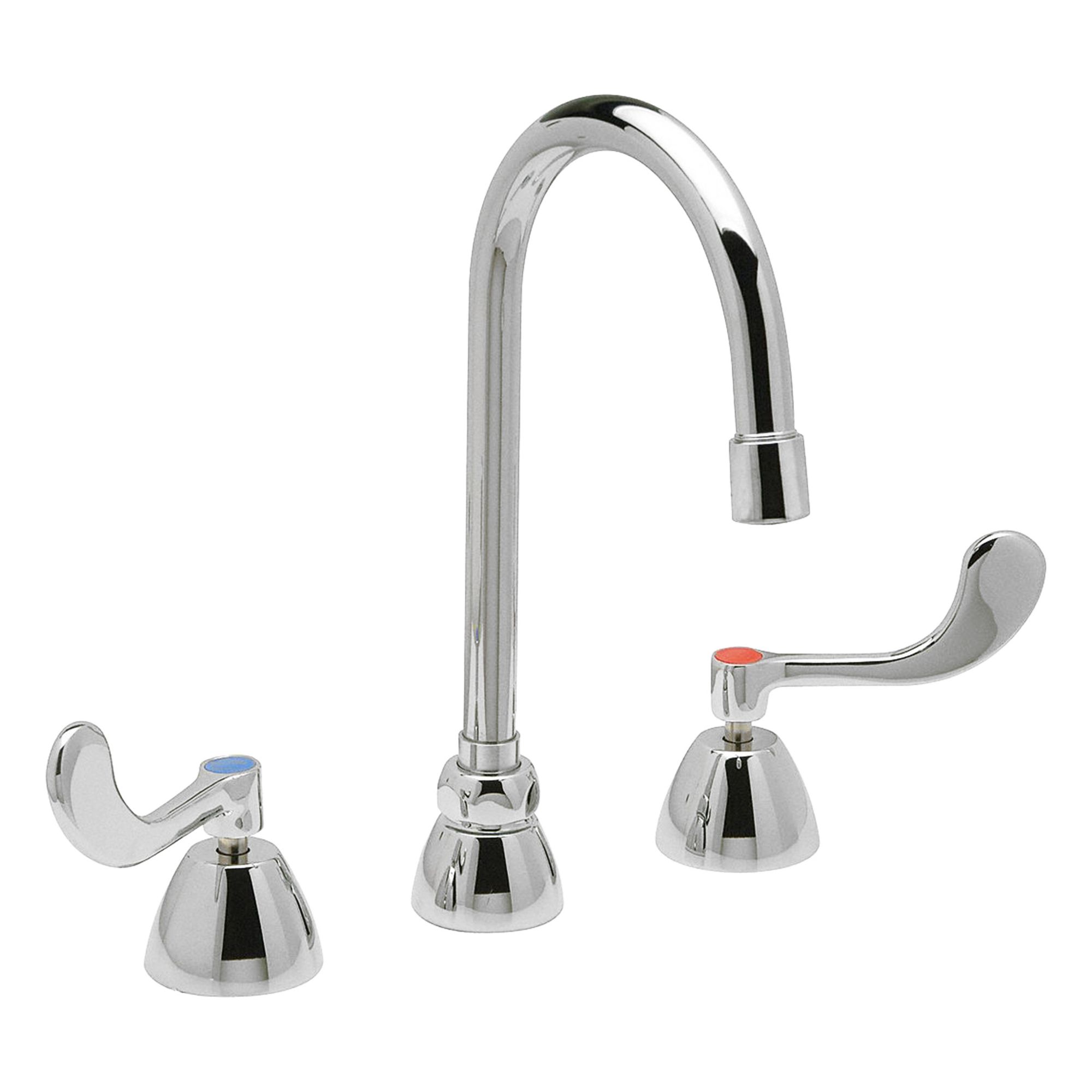 Gooseneck Kitchen/Bathroom Faucet: AquaSpec®, Brass, Widespread, Deck, 3 Mounting Holes, Chrome