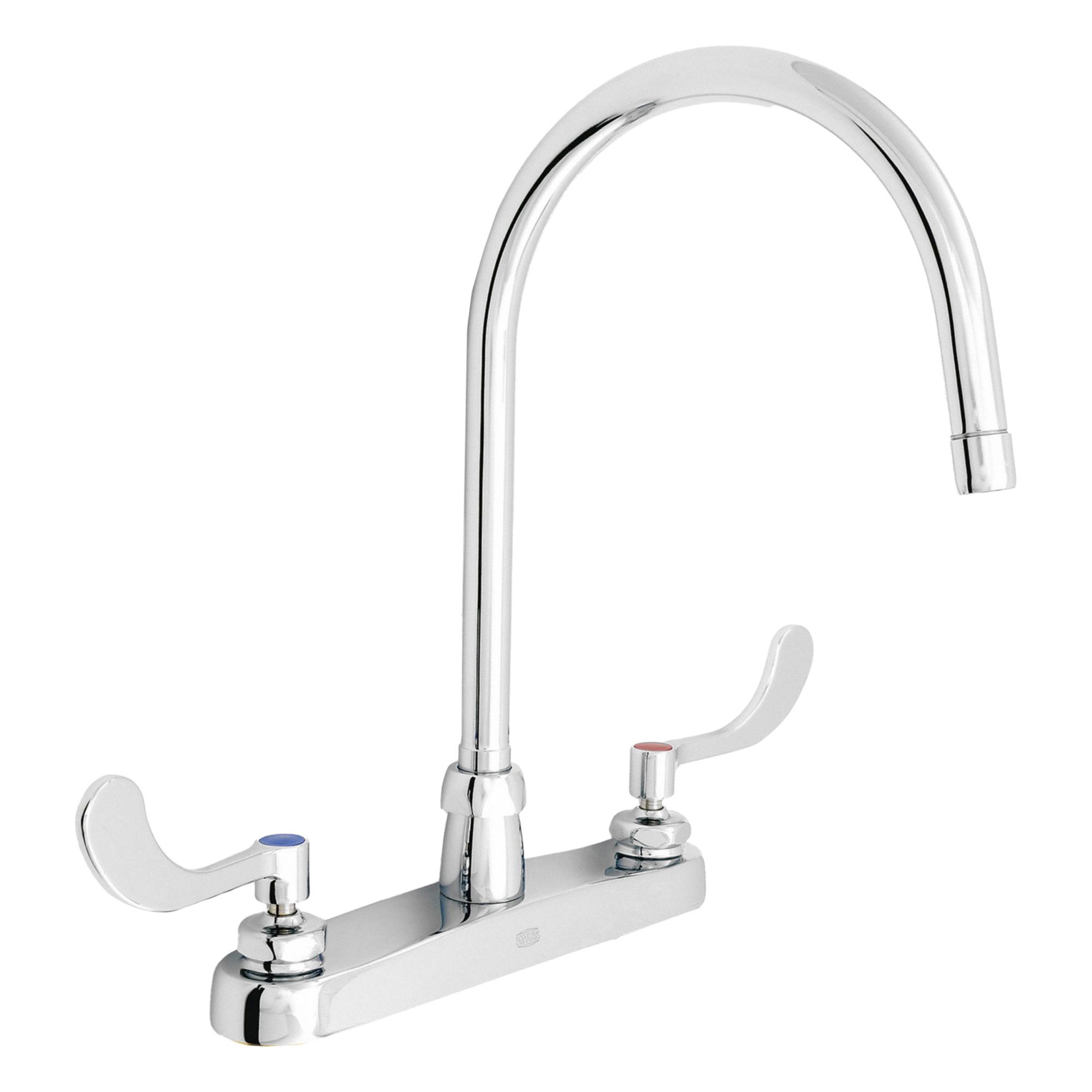 Gooseneck Kitchen/Bathroom Faucet: AquaSpec®, Brass, Centerset, Deck, 2 Mounting Holes, Chrome