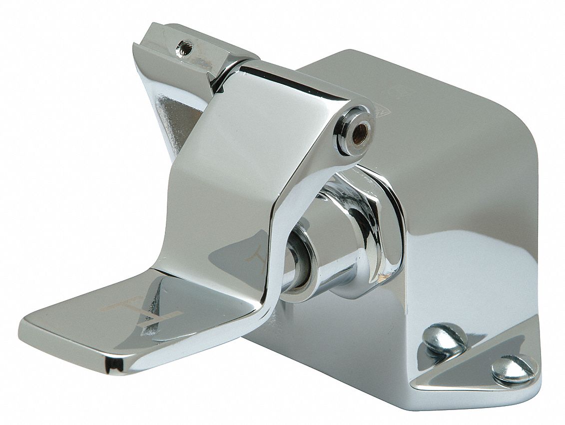 Foot Pedal: Zurn, Brass, Polished Chrome Finish, IPS, 1/2 in Connection Size, 6 1/8 in Overall Wd