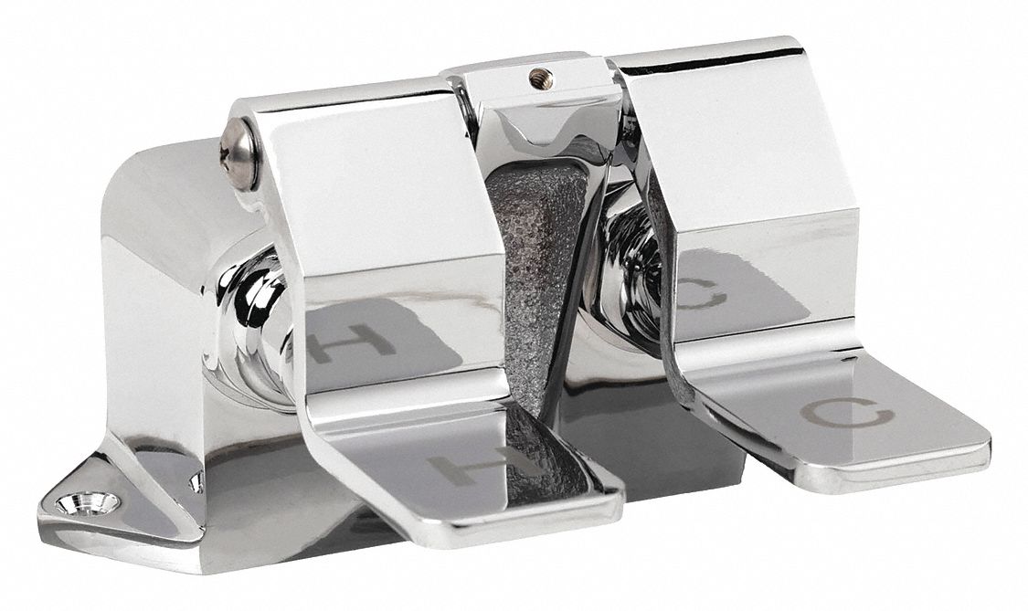 Foot Pedal: Zurn, Brass, Polished Chrome Finish, IPS, 1/2 in Connection Size, 6 3/16 in Overall Wd