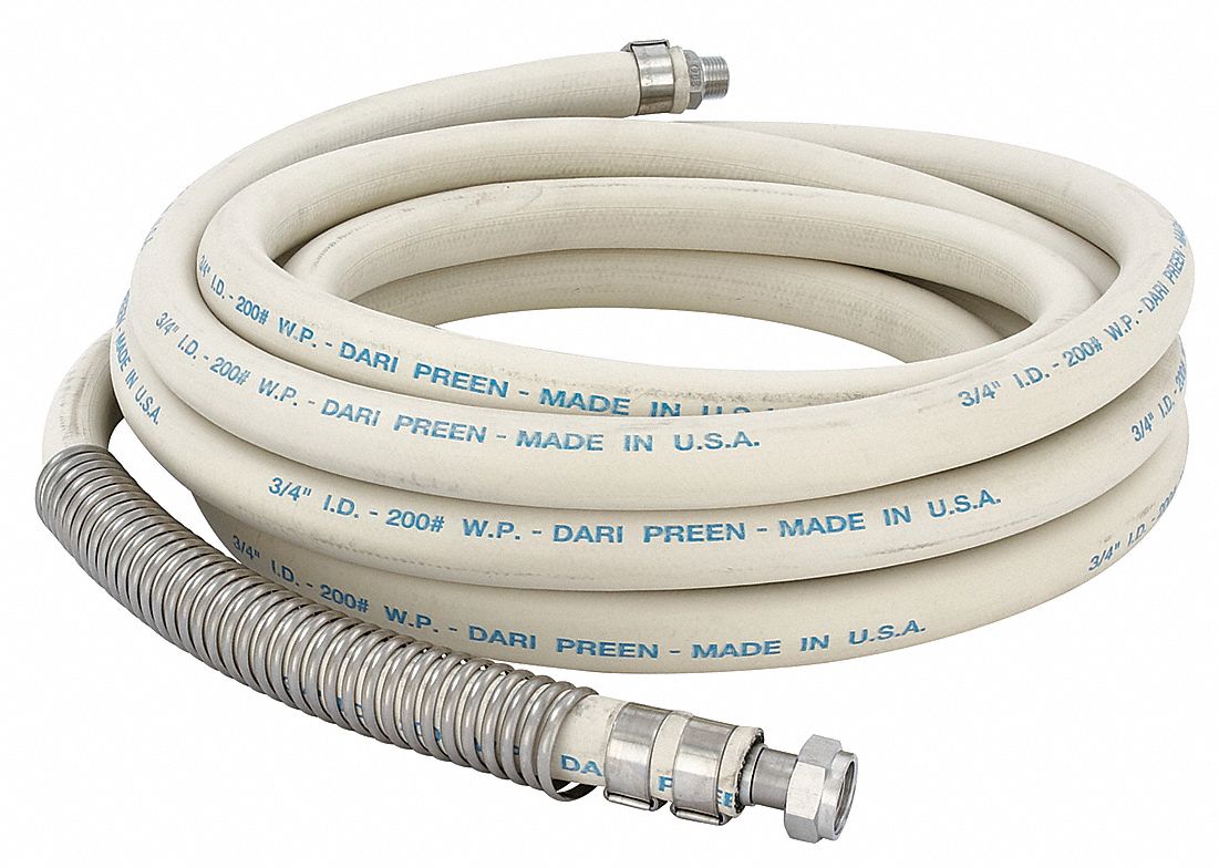 Coolant Hose: 1/2 in Connection Size, Brass/EPDM/Steel, Cream, 75 ft Overall Lg
