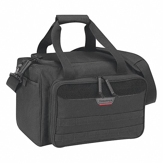 Range Ready Bag: Black, Polyester, 0 Pockets (Inside), 0 Pockets (Outside), 10 in Wd (In.)