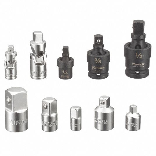 Impact Socket Adapter Set, Polished Black Phosphate, Output Drive Size ...