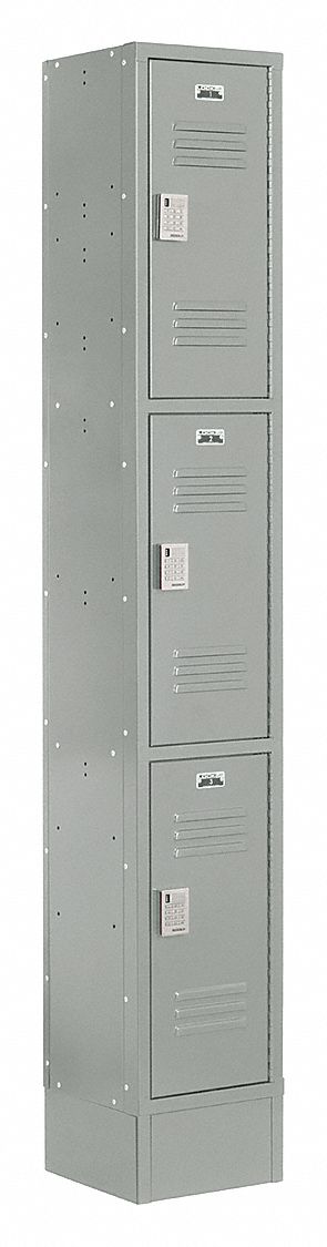 Wardrobe Locker: 12 in x 18 in x 82 in, Louvered, 3 Tiers, 1 Units Wide, Electronic Keypad