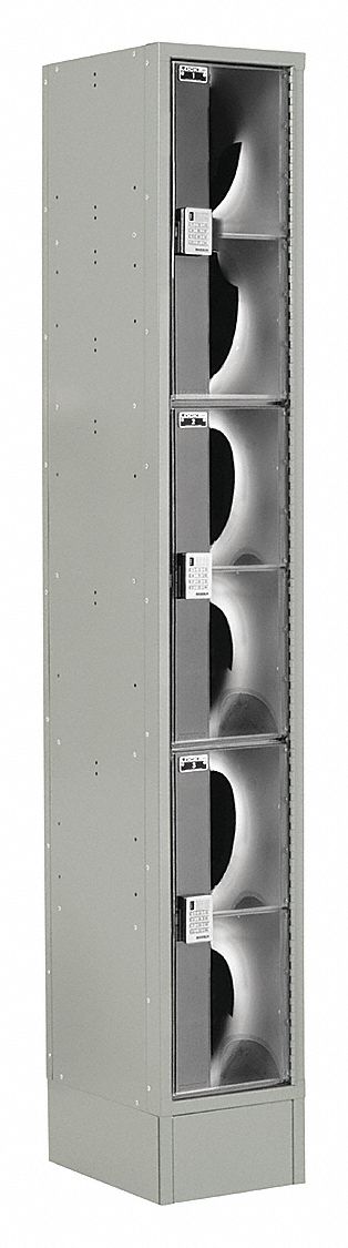 Wardrobe Locker: 12 in x 18 in x 82 in, Clearview, 3 Tiers, 1 Units Wide, Electronic Keypad