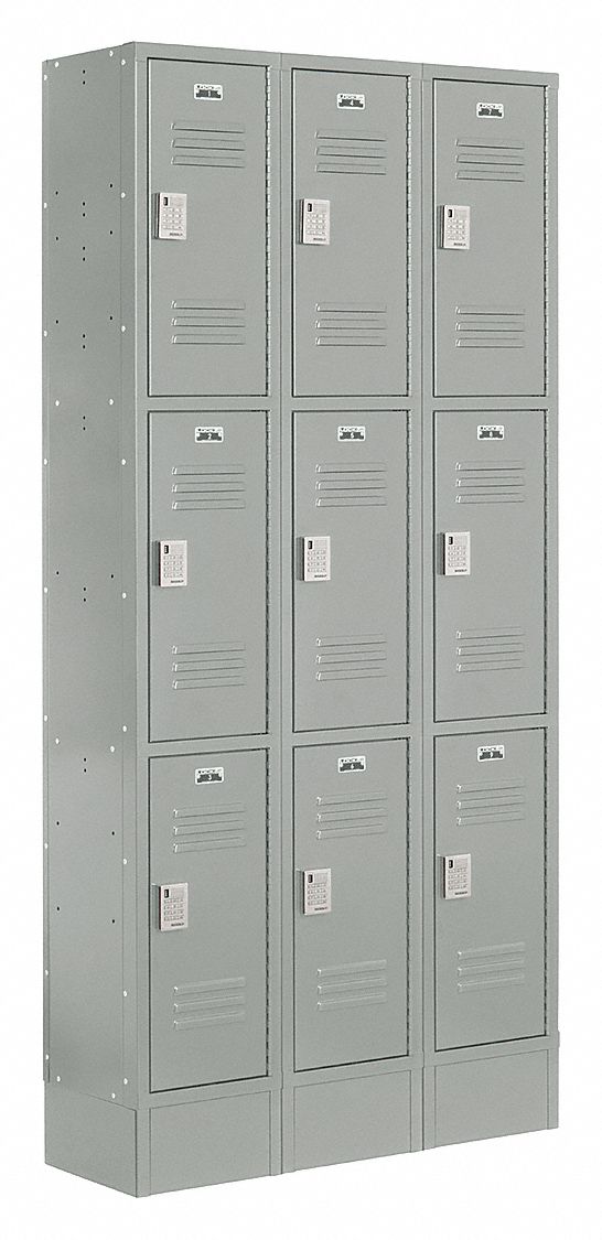 LOCKUP Gray Wardrobe Locker, (3) Tier, (3) Wide Openings 9, 36 in W X