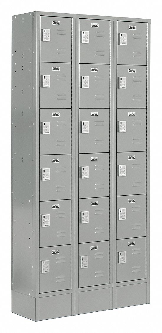 Lockup Gray Box Locker 3 Wide 6 Tier Openings 18 36 In W X 18 In D X 82 In H 45kh33 Lcrl 3w6t Lv 1s 02 31 A Grainger