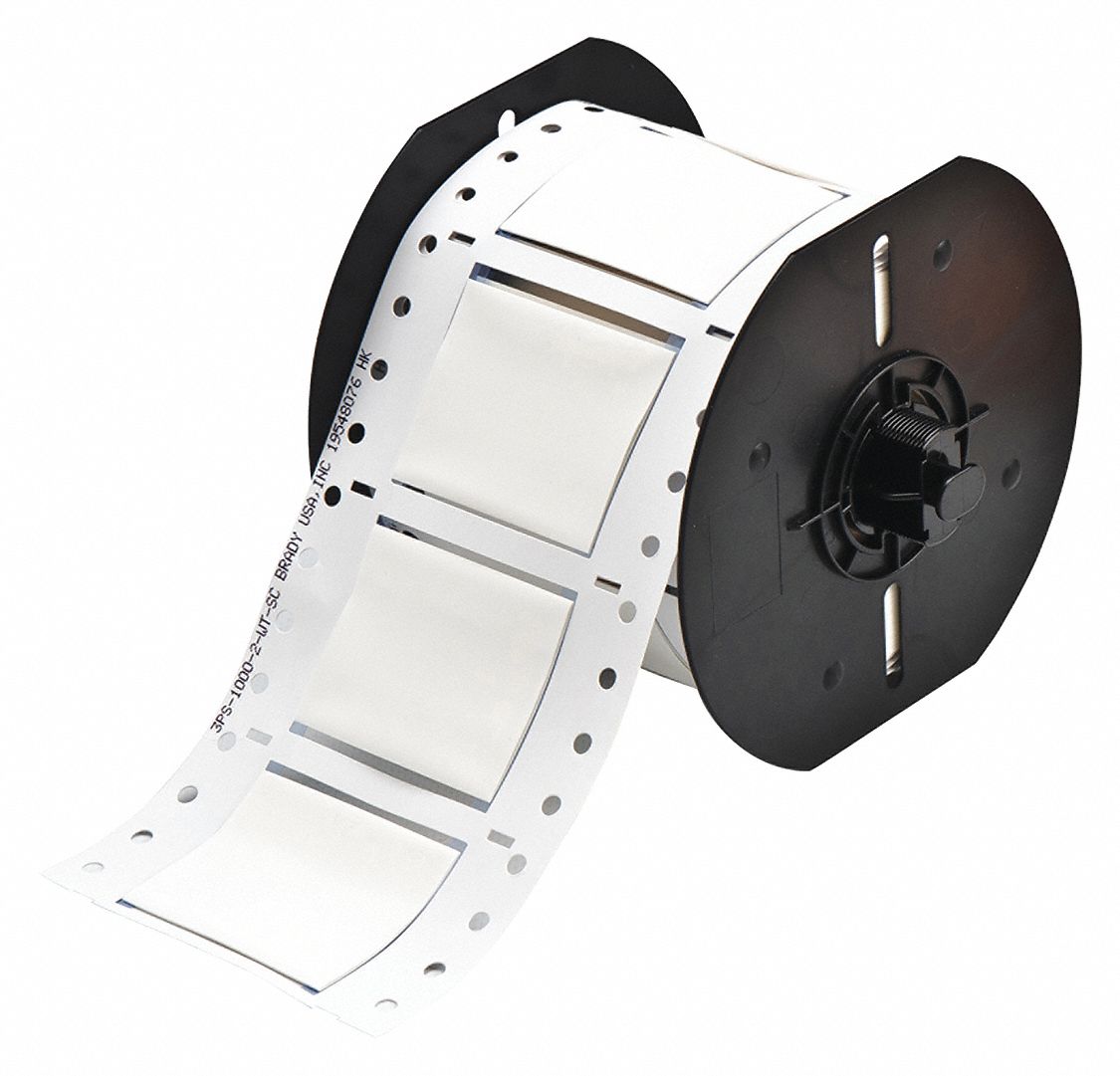 Sleeve Label: 1 in x 2 in, Polyolefin, White (Matte), For 2 AWG to 2 AWG Wire Gauge