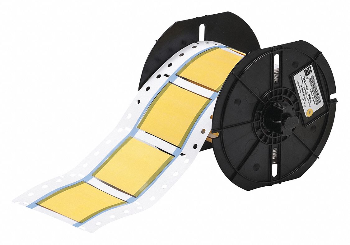 Sleeve Label: 1 in x 2 in, Polyolefin, Yellow (Matte), For 2 AWG to 2 AWG Wire Gauge