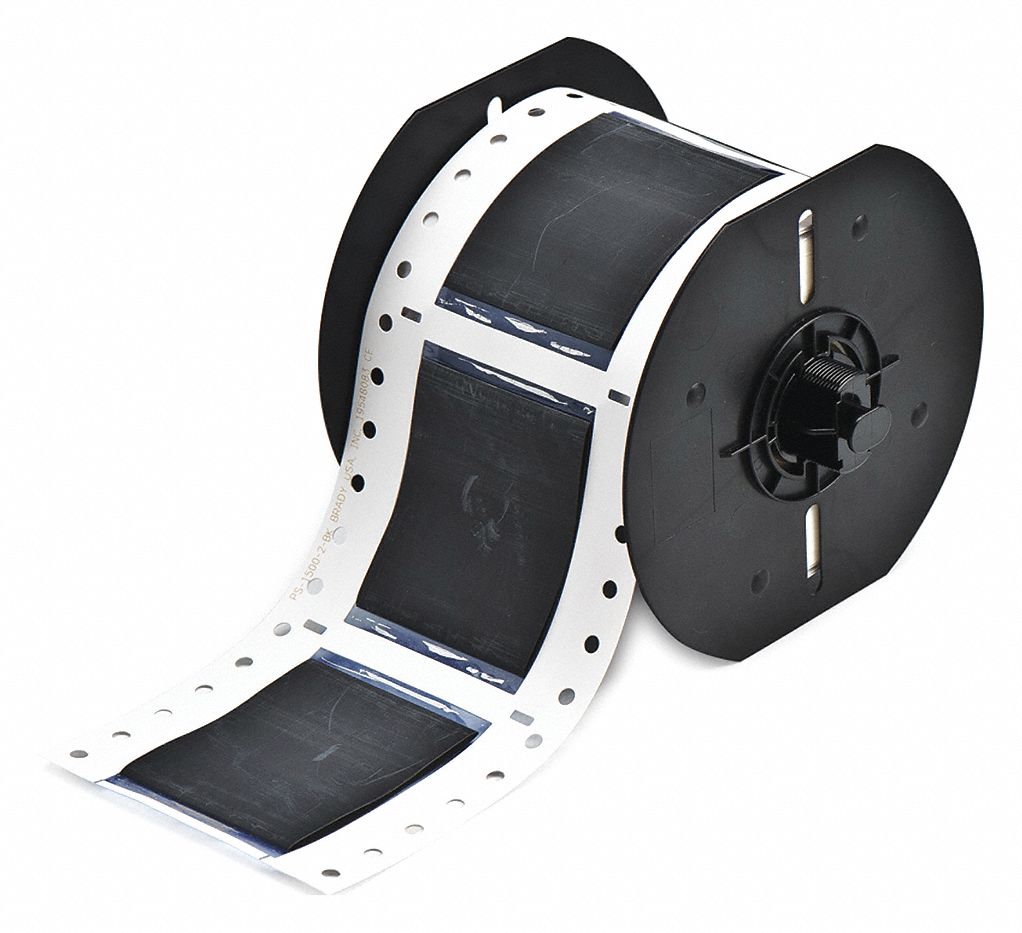 Sleeve Label: 1 1/2 in x 2 in, Polyolefin, Black (Matte), For 0.5 in to 1.45 in Wire Dia