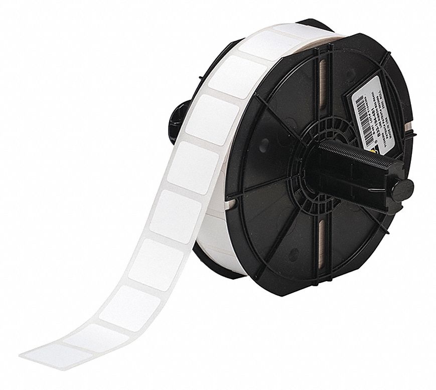 Pre-Cut Label Stock Roll: 3/4 in x 29/32 in, 3/4 in, Autoclavable Polyester, White, -112°F to 266°F