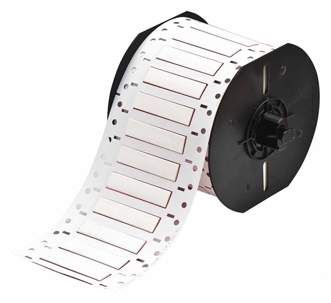 Sleeve Label: 1/4 in x 2 in, Polyolefin, White (Matte), For 8 AWG to 12 AWG Wire Gauge