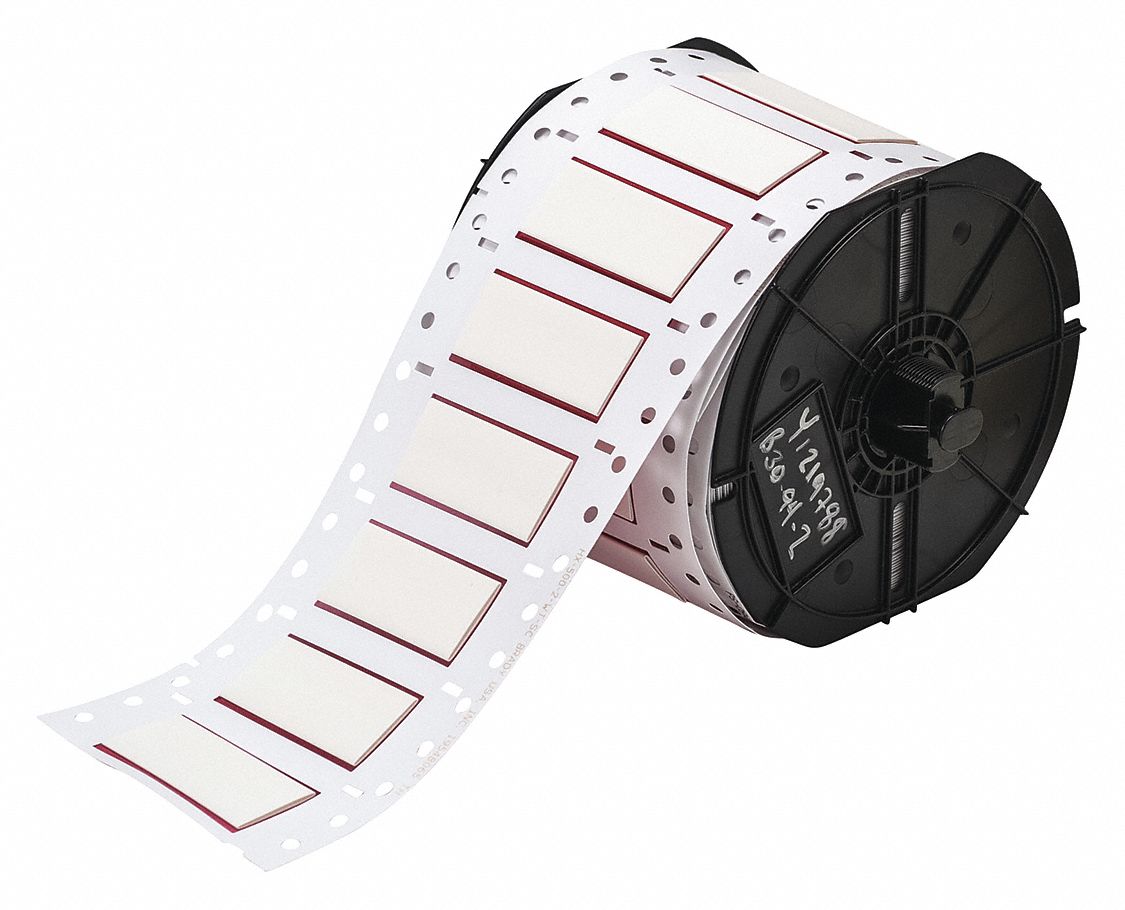 Sleeve Label: 1/2 in x 2 in, Polyolefin, White (Matte), For 1 AWG to 6 AWG Wire Gauge