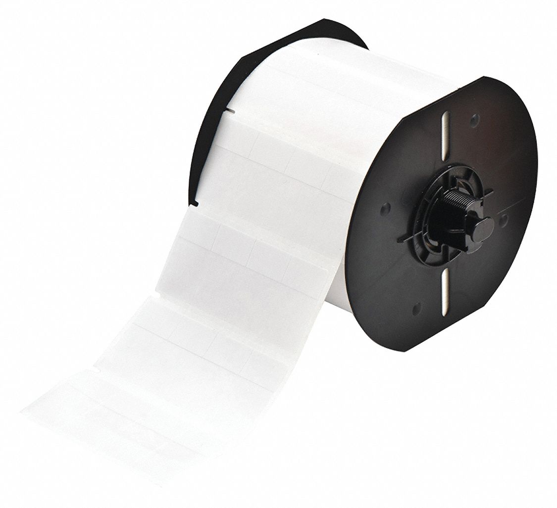 Wraparound Label: 1 7/16 in x 13/16 in, Vinyl, White (Matte), For 0.15 in to 0.3 in Wire Dia