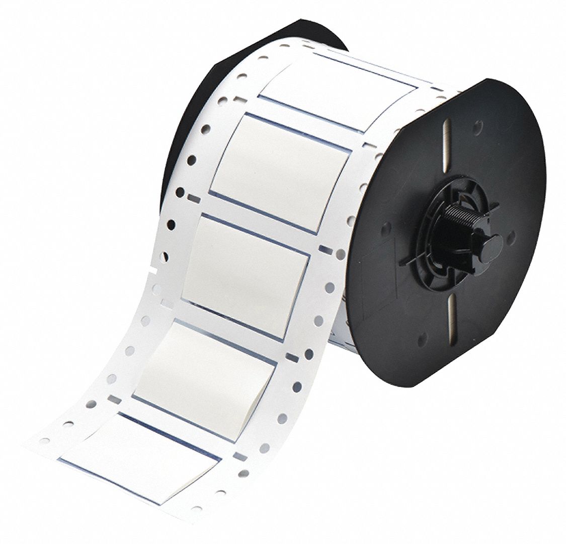 Sleeve Label: 3/4 in x 2 in, Polyolefin, White (Matte), For 0 AWG to 6 AWG Wire Gauge