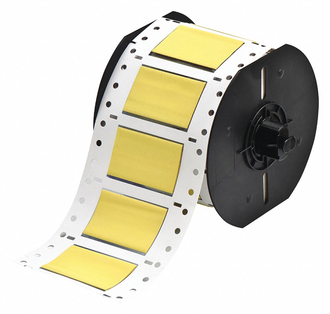 Sleeve Label: 3/4 in x 2 in, Polyolefin, Yellow (Matte), For 0 AWG to 6 AWG Wire Gauge