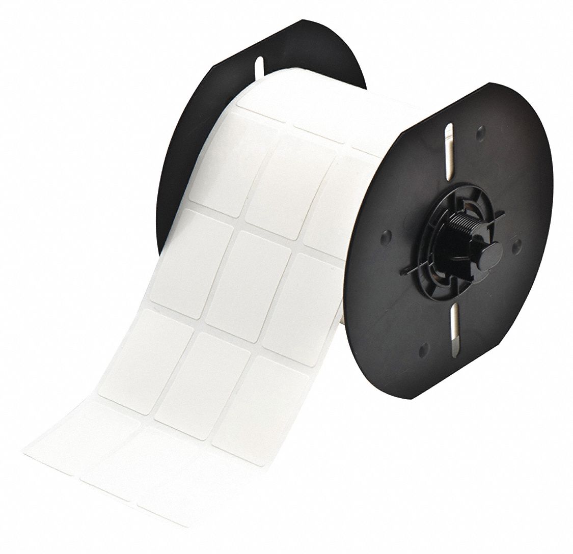 Wraparound Label: 1 7/16 in x 1 in, Vinyl, Black on White, For 0.18 in to 0.46 in Wire Dia