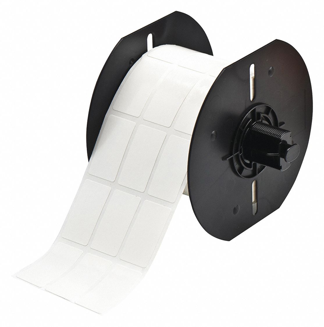 Wraparound Label: 1 7/16 in x 13/16 in, Vinyl, Black on White, For 14 AWG to 6 AWG Wire Gauge