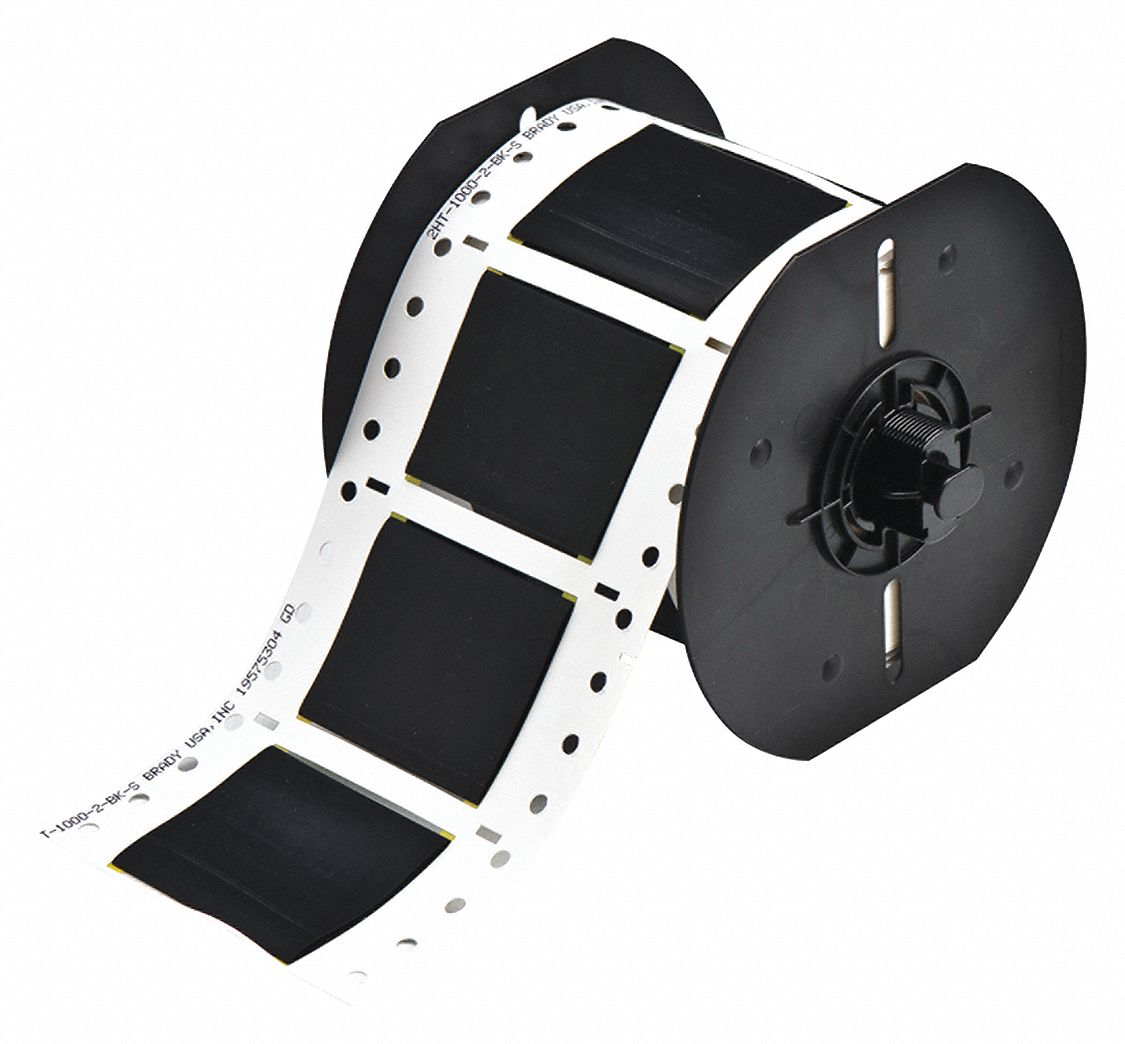 Sleeve Label: 1 in x 2 in, Polyvinylidene Fluoride, Black (Matte), For 0 AWG to 0 AWG Wire Gauge