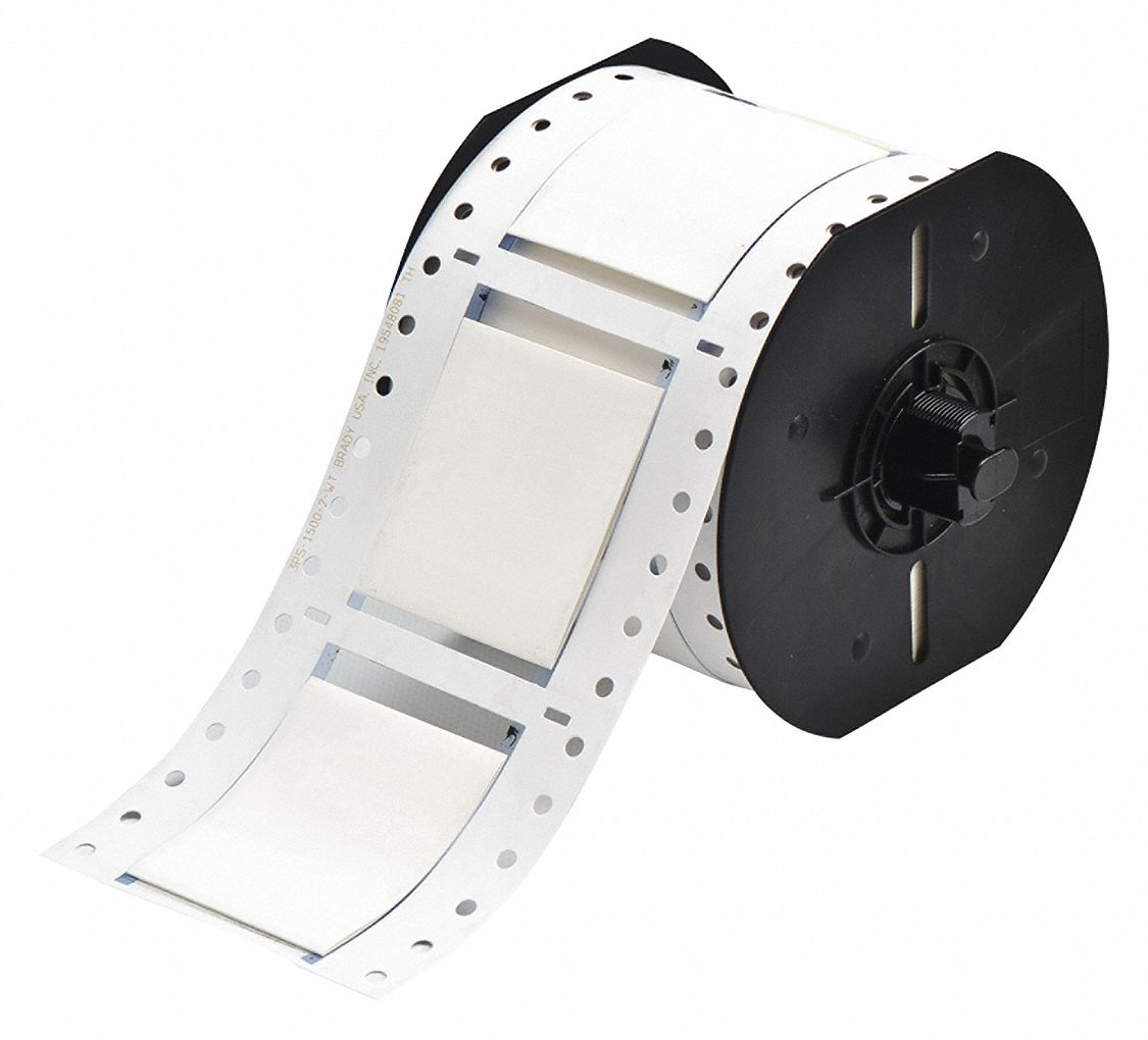 Sleeve Label: 1 1/2 in x 2 in, Polyolefin, White (Matte), For 0.5 in to 1.45 in Wire Dia