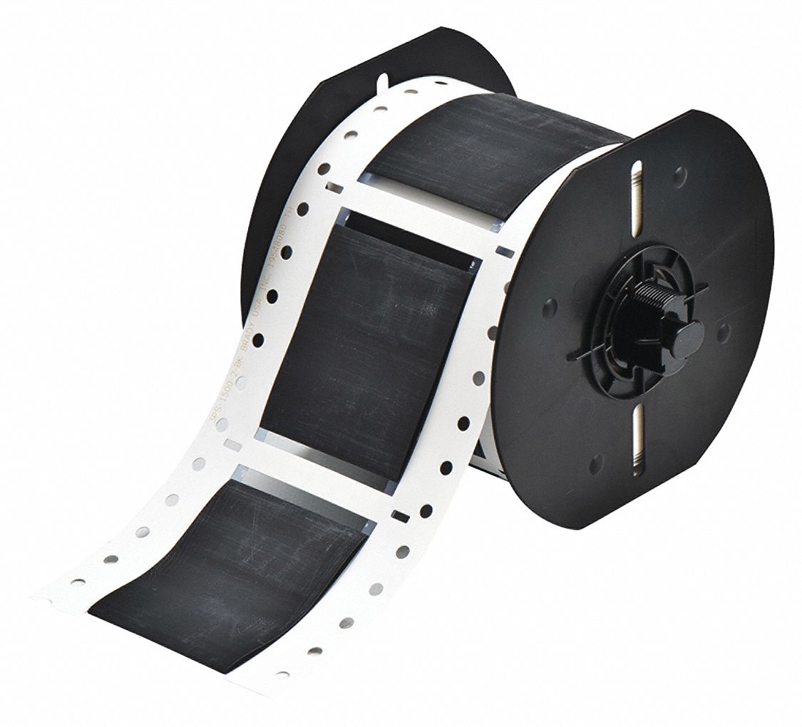 Sleeve Label: 1 1/2 in x 2 in, Polyolefin, Black (Matte), For 19 AWG Wire Gauge, 150 Labels Included