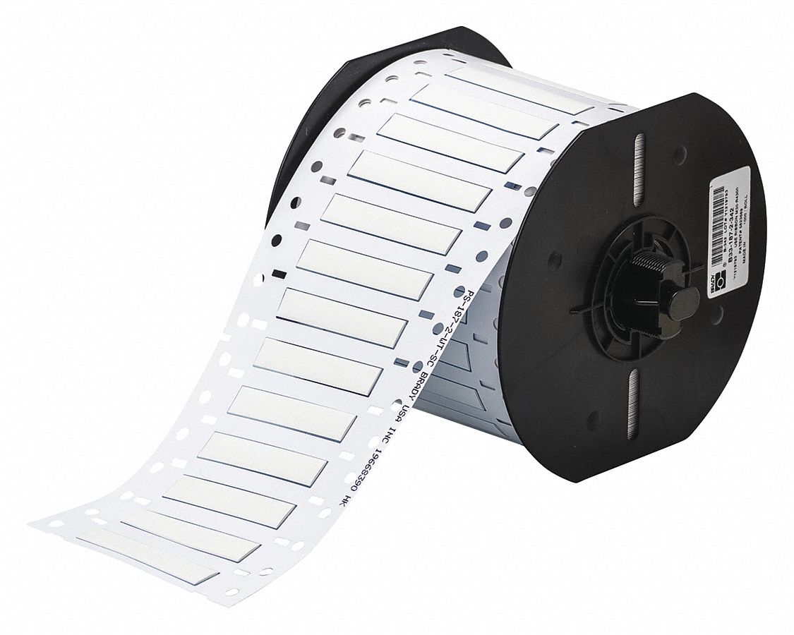 Sleeve Label: 3/16 in x 2 in, Polyvinylidene Fluoride, White (Matte), 750 Labels Included