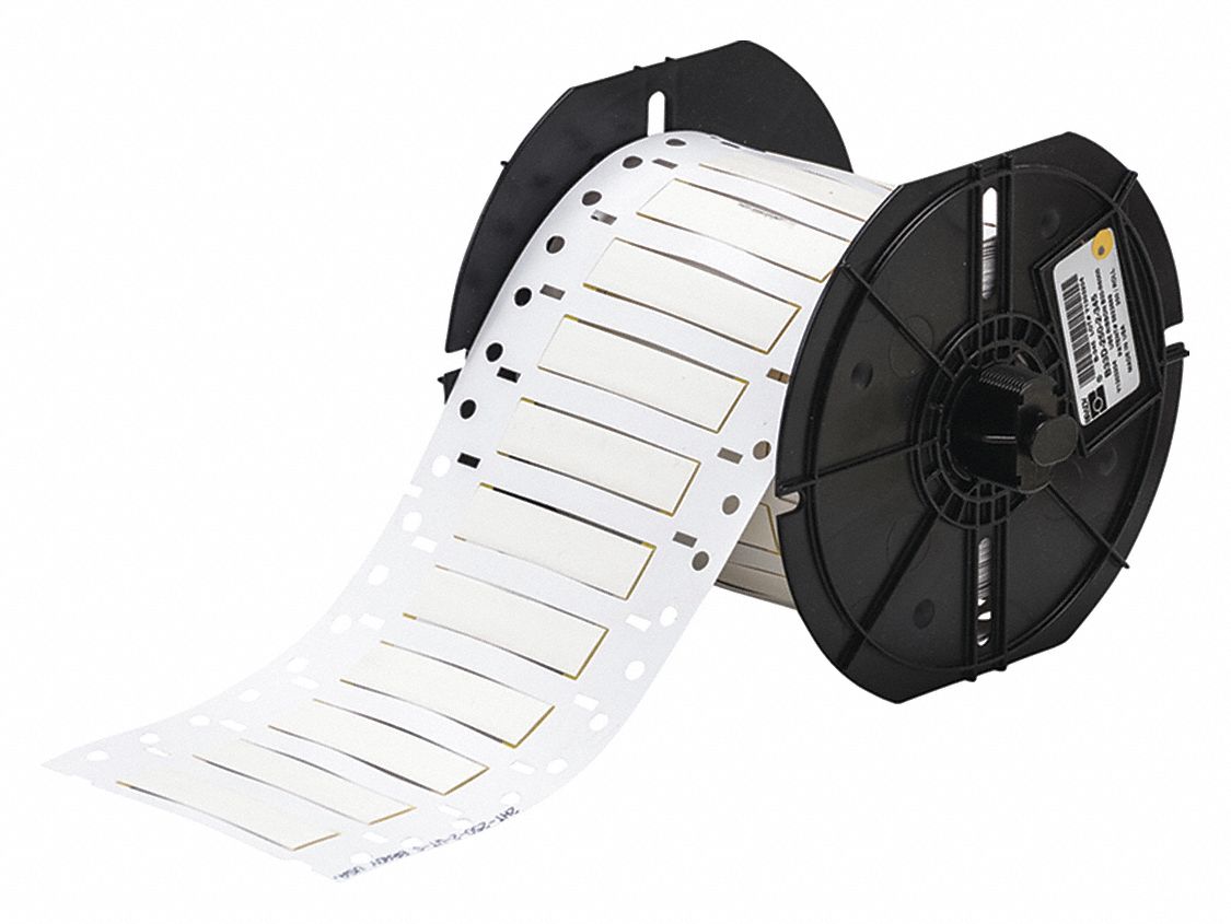 Sleeve Label: 1/4 in x 2 in, Polyvinylidene Fluoride, White (Matte), For 8 AWG to 12 AWG Wire Gauge