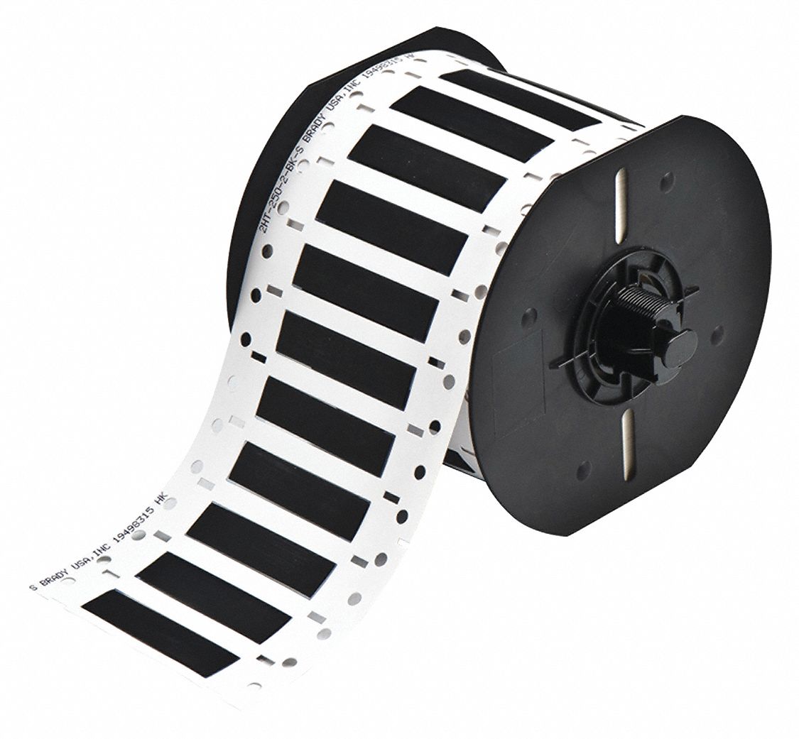 Sleeve Label: 1/4 in x 2 in, Polyvinylidene Fluoride, Black (Matte), For 8 AWG to 12 AWG Wire Gauge