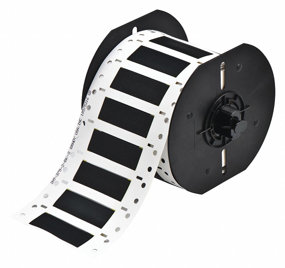 Sleeve Label: 3/8 in x 2 in, Polyvinylidene Fluoride, Black (Matte), For 4 AWG to 8 AWG Wire Gauge