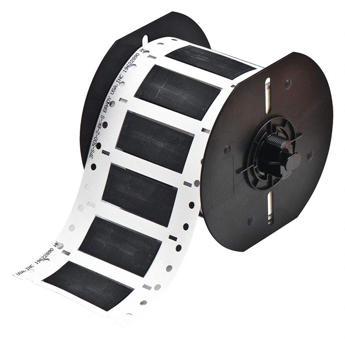 Sleeve Label: 1/2 in x 2 in, Polyolefin, Black (Matte), For 1 AWG to 8 AWG Wire Gauge