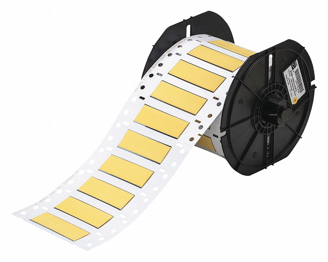 Sleeve Label: 1/2 in x 2 in, Polyolefin, Yellow (Matte), For 1 AWG to 8 AWG Wire Gauge