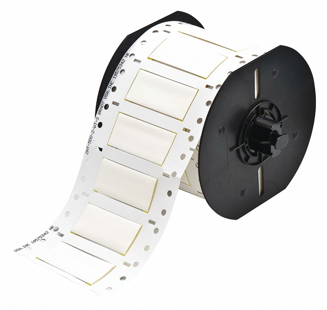 Sleeve Label: 1/2 in x 2 in, Polyvinylidene Fluoride, White (Matte), For 1 AWG to 6 AWG Wire Gauge