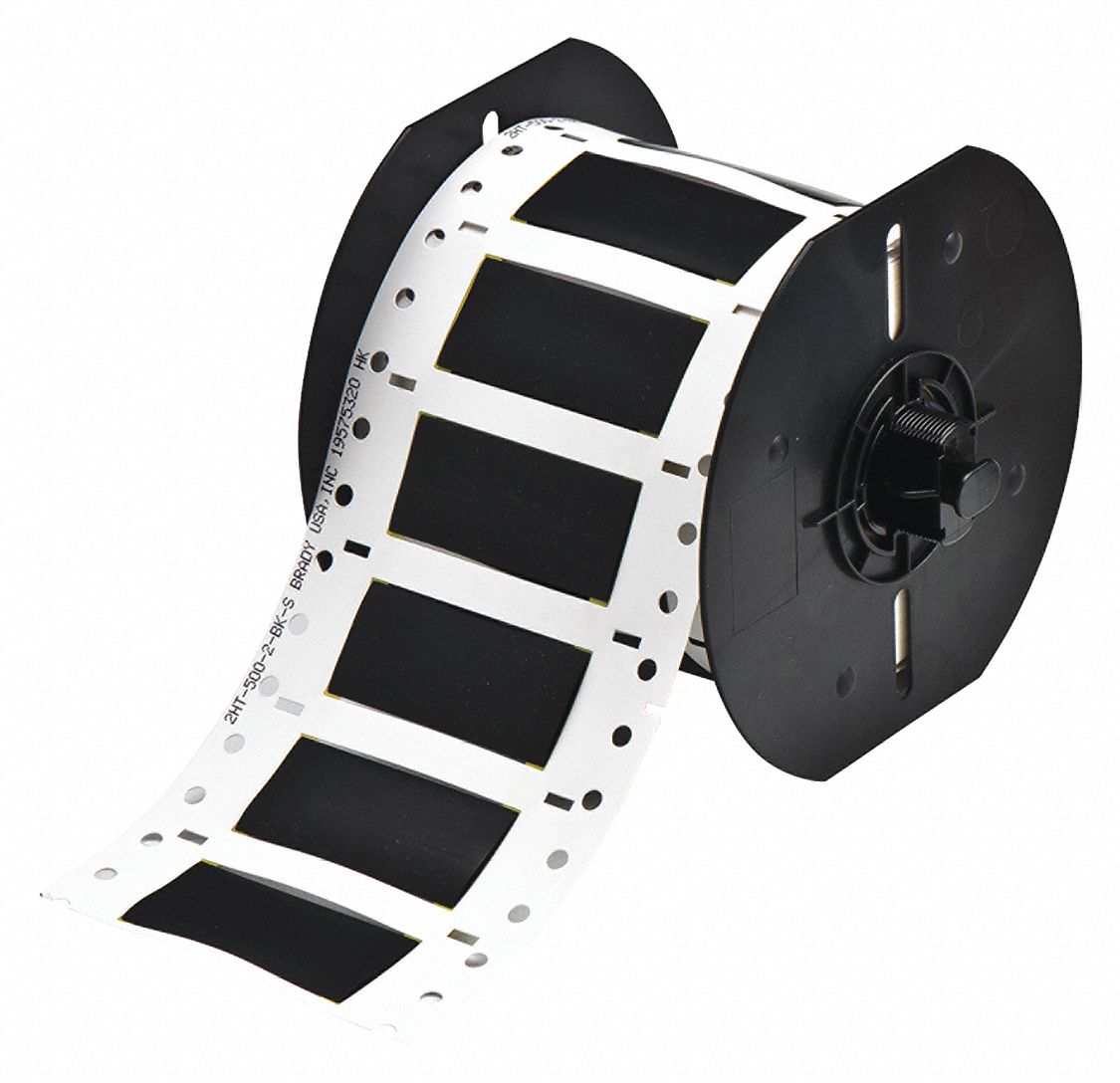 Sleeve Label: 1/2 in x 2 in, Polyvinylidene Fluoride, Black (Matte), For 1 AWG to 6 AWG Wire Gauge