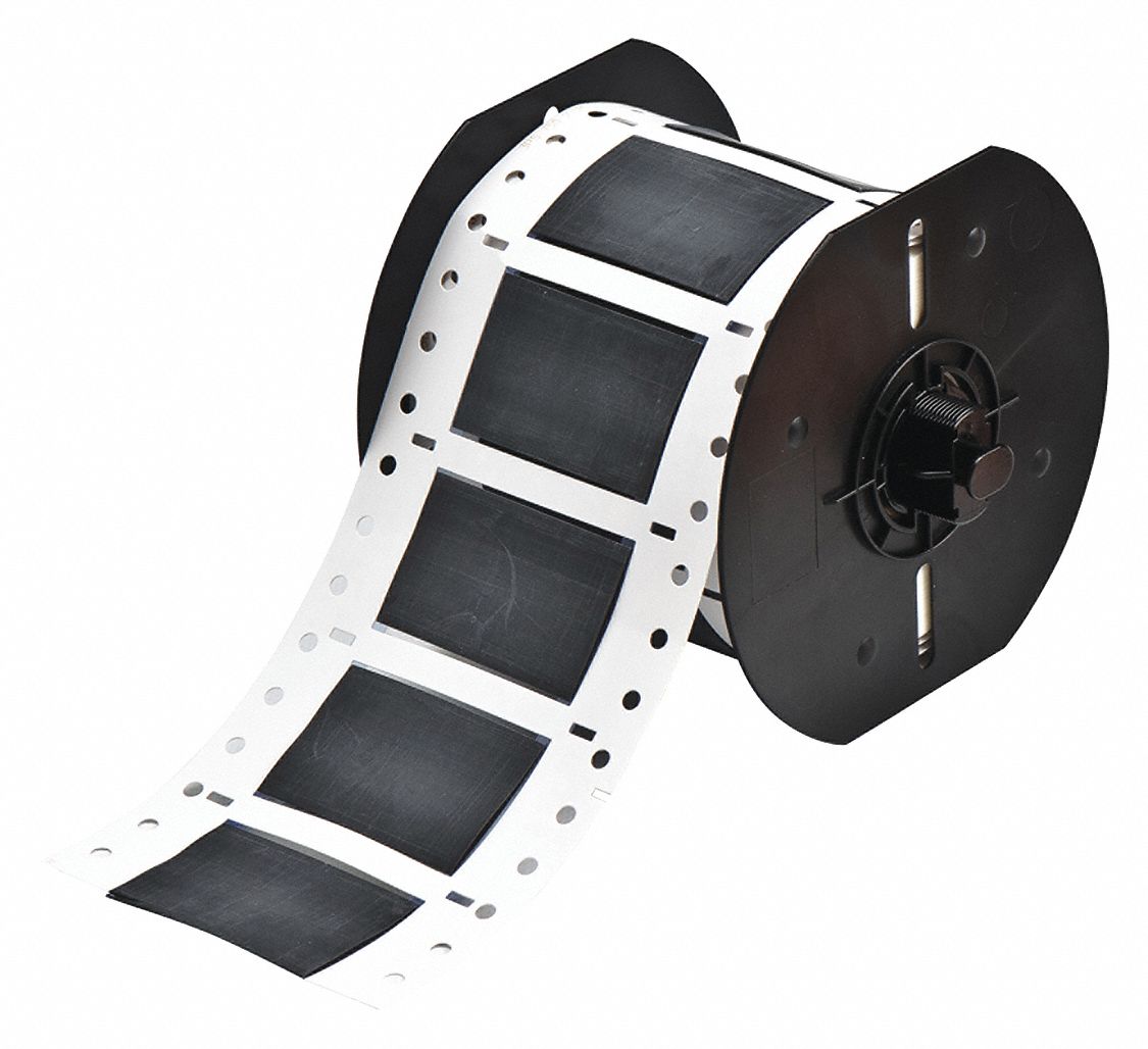 Sleeve Label: 3/4 in x 2 in, Polyolefin, Black (Matte), For 0 AWG to 6 AWG Wire Gauge