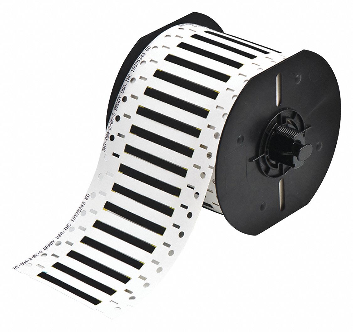 Sleeve Label: 3/32 in x 2 in, Polyvinylidene Fluoride, Black (Matte), 1, 000 Labels Included