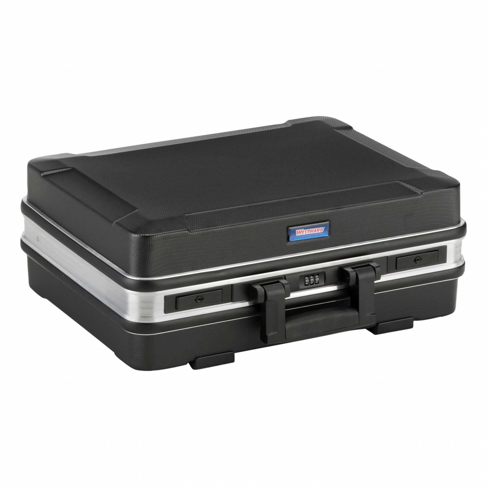 Tool Case: 16 3/8 in W 8 in D 19 11/16 in H, Plastic, Black, Hinged Lid, Combo