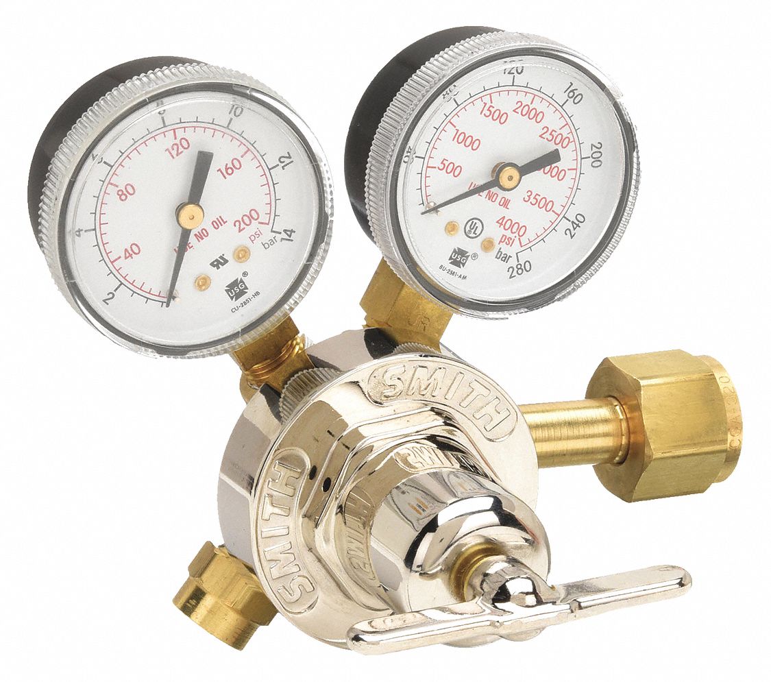 SMITH EQUIPMENT, Single Stage, CGA 320 Inlet, Gas Regulator 45KM6530