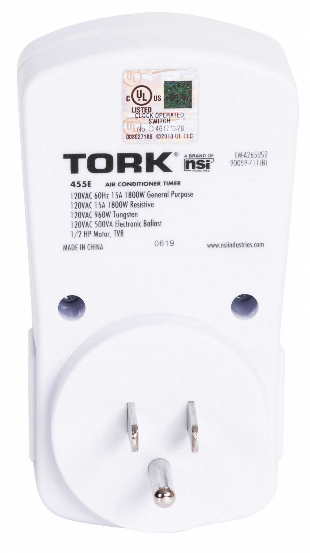 TORK Plug In Timer 1 min Min. Time Setting, 7 day Max. Time Setting